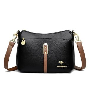 Messenger Bags Luxury Soft Leather Crossbody Sac Quality Small Handbags (Black)