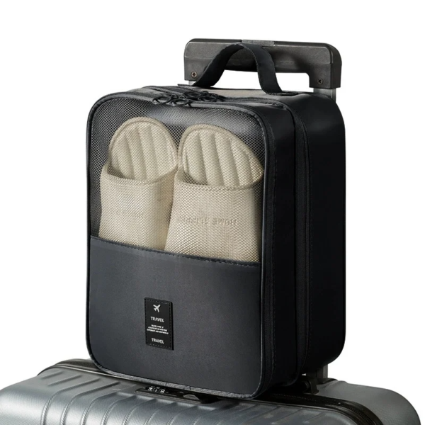 Waterproof Shoe Bags for Travel Bag for Packing Portable Shoe Cubes (Black